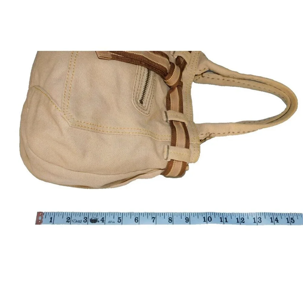 Vintage GAP JEANS 1969 beige & brown denim fabric tote, handbag, purse